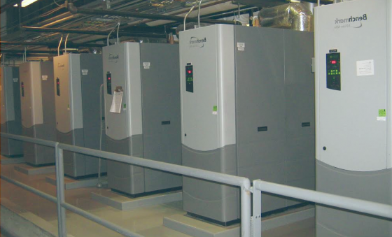 line up of commercial boilers